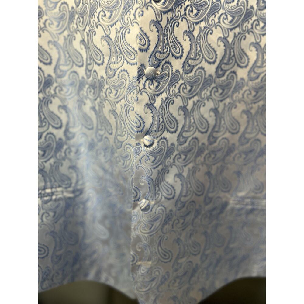 Brand Q Suit Vest Wedding Formal Men's 5XL Blue Paisley Tuxedo Groomsmen Party - Picture 3 of 8